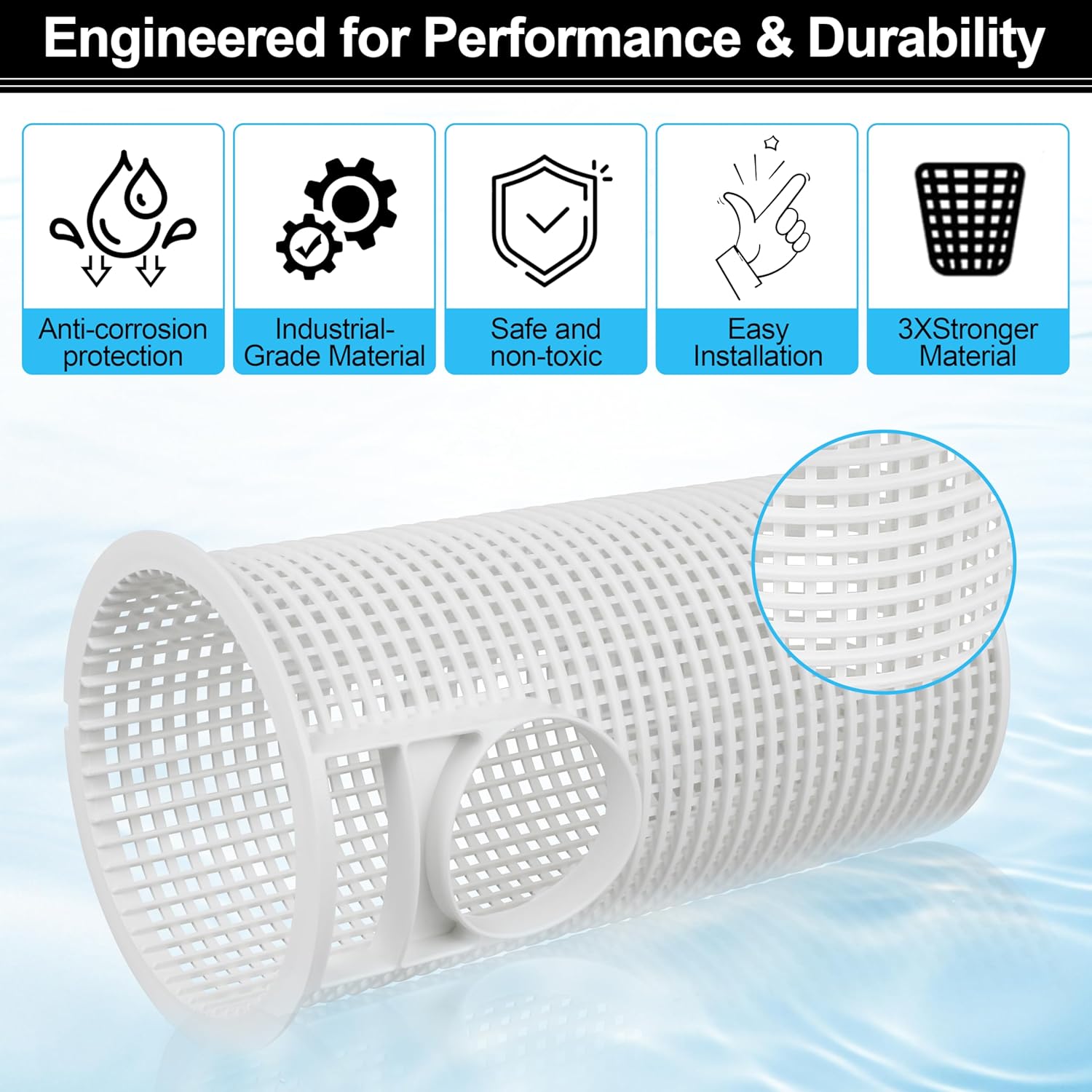 R0480100 Pool Pump Debris Basket Replacement, Compatible with Zodiac Jandy FloPro FHPM Series Pump, Heavy‑Duty Plastic Pool Pump Strainer Basket