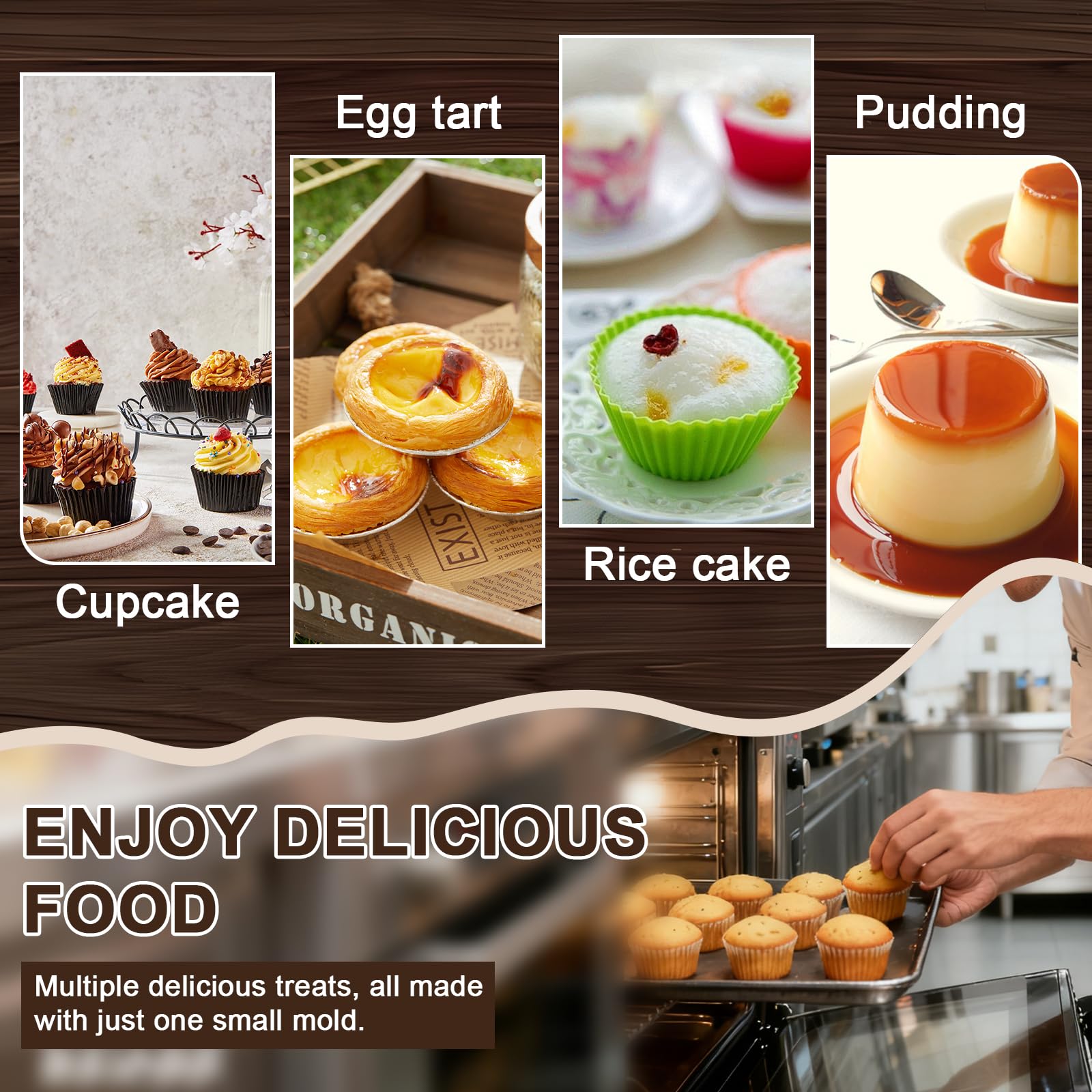 Stampi in Silicone, 24 Pezzi Riutilizzabili Stampo Muffin, Antiaderenti Pirottini per Friggitrice Ad Aria, 4 Forme Stampo Ciambella per Torte, Creme e Budini (Sicuri in forno fino a 220 °C)