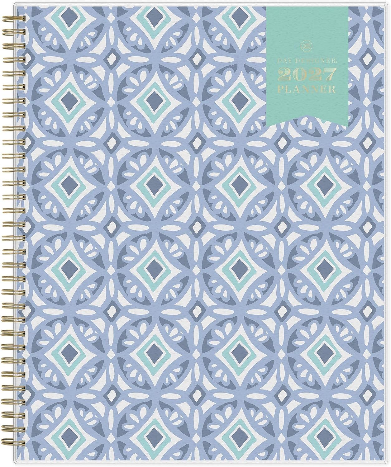 Blue Sky Day Designer 2027 Weekly and Monthly Planner Calendar, January 2027 - December 2027, 8.5" x 11", Flexible Cover, Durable Twin Wire Binding, Storage Pocket, Includes Stickers, Tile