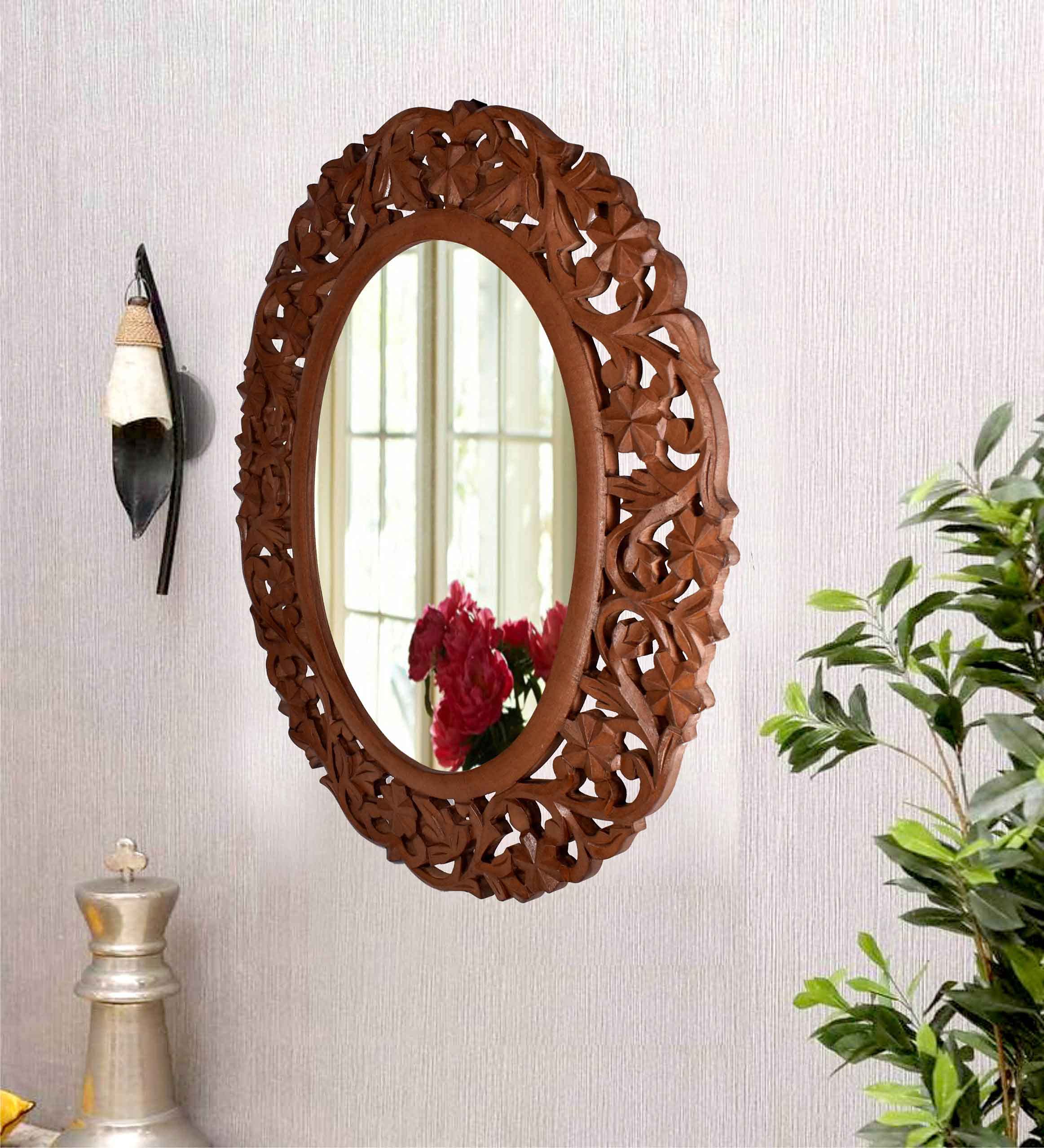 Buy THE WOOD RAYS Handcrafted Decorative Wooden Wall Mirror 20X24