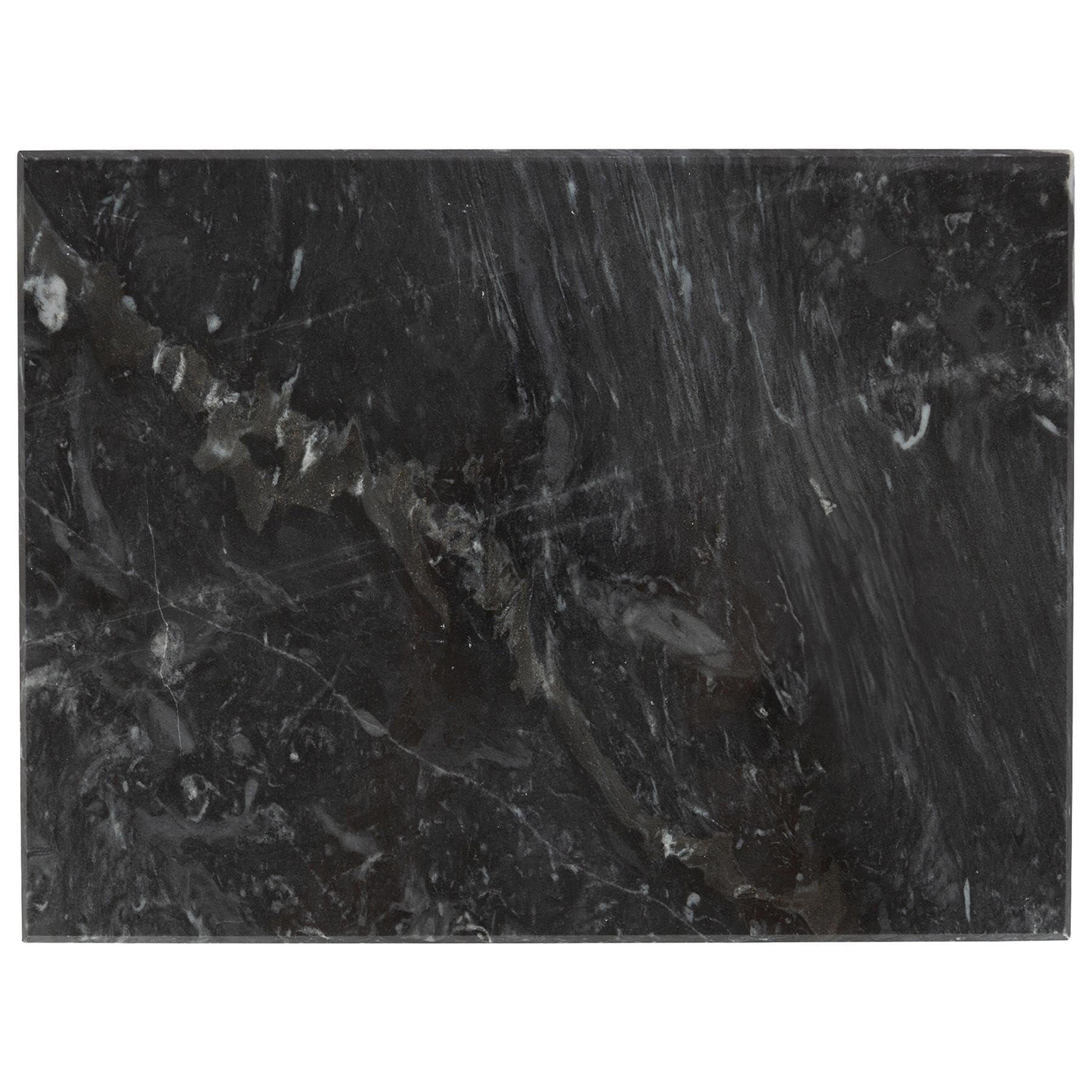 Argon Tableware Planche à Découper Rectangulaire en Marbre - 40cm x 30cm - Noir - 1x Antidérapant Pierre Cuisine Fromage Pain Viande Coupe Service Plan de Travail Protecteur Dalle