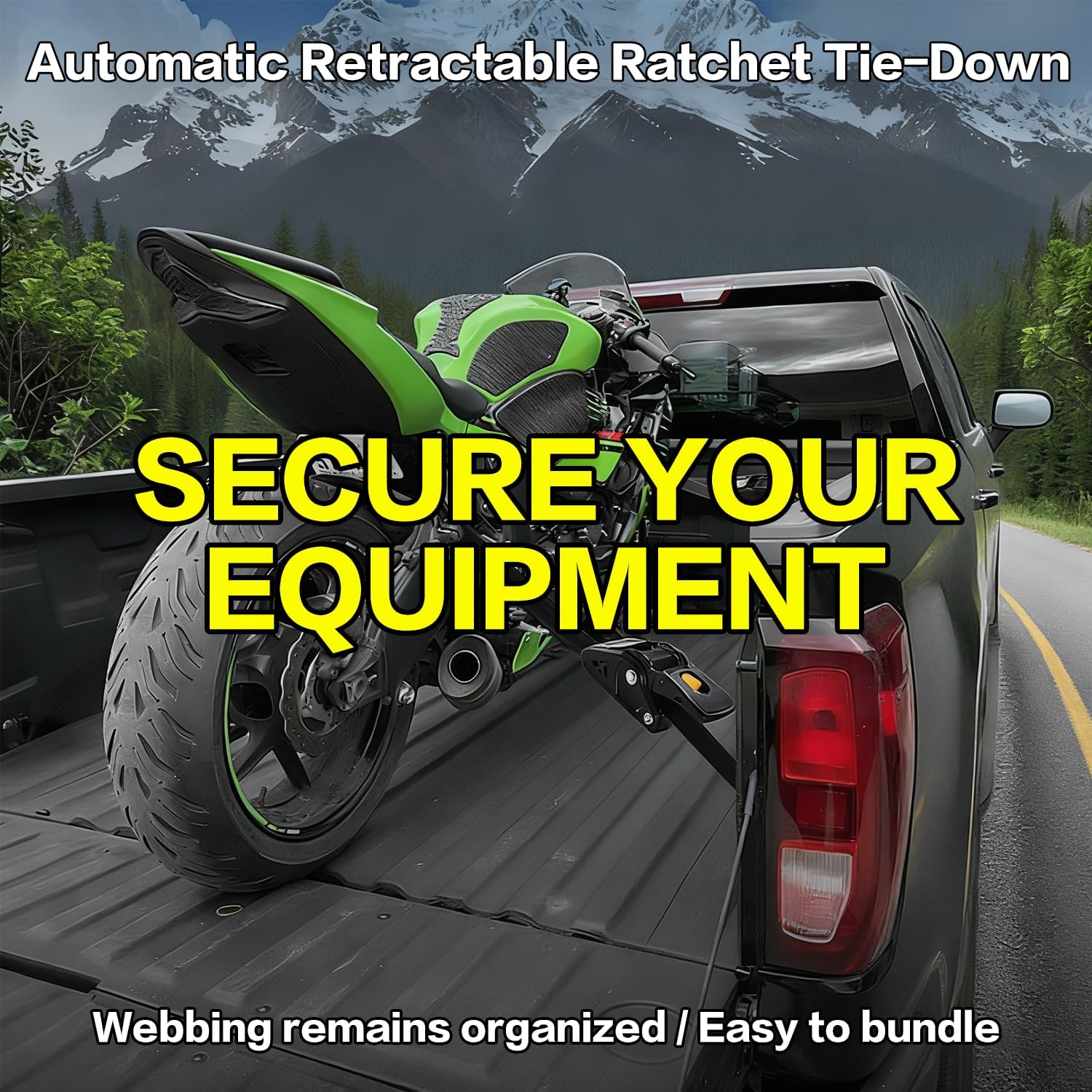 Retractable Ratchet Straps 2" x 10ft, 3,000lb Break Strength, Heavy Duty Easy Release Tie Down for Trucks, Trailers, Motorcycles, ATVs, Secure Cargo Straps - Image 6