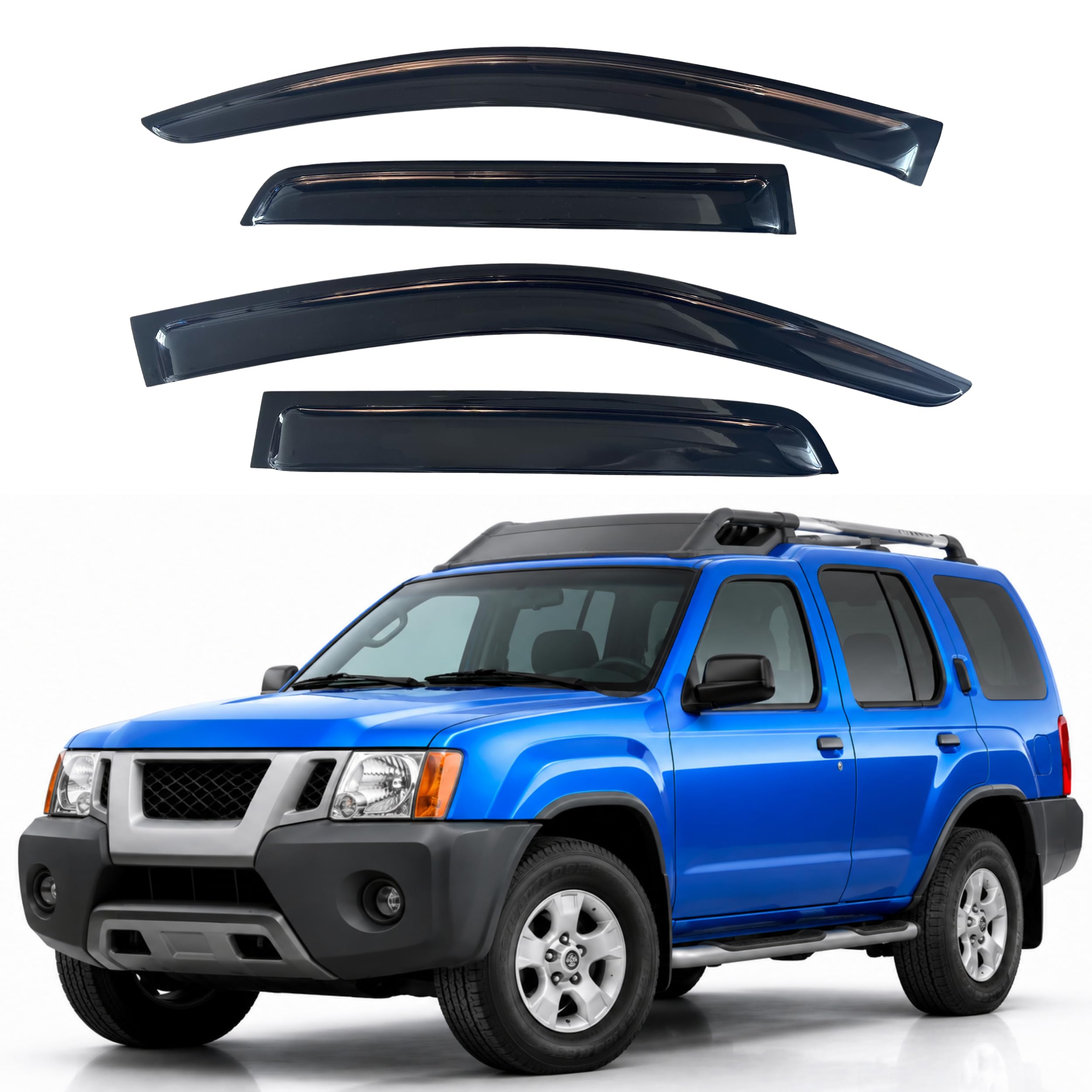 IG Window Visors Fit for 2005-2016 Nissan Xterra, Out-Channel Rain Guards Vent Wind Deflectors 4PC, Car Accessories for 05-16 Xterra