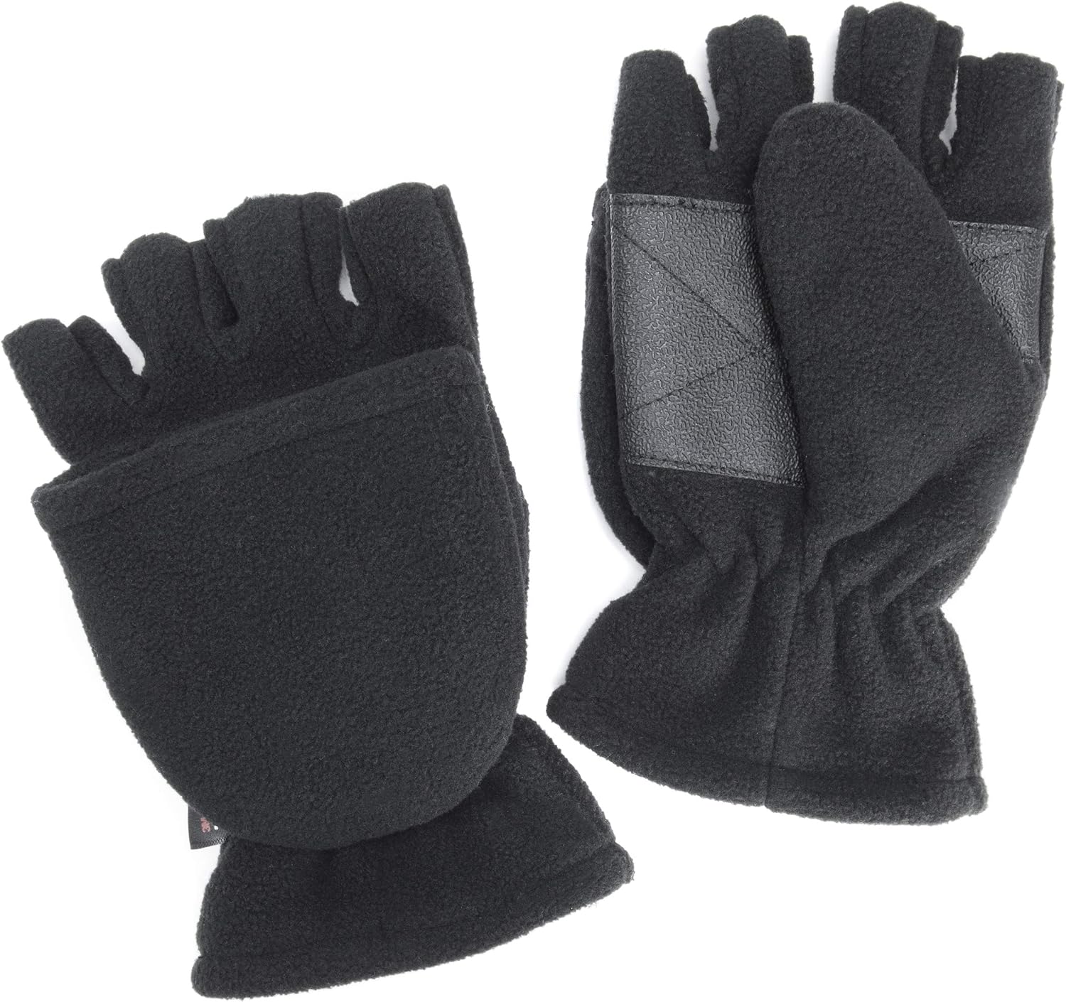 Muk Luks Men's Fleece Flip Mitten-adv Black