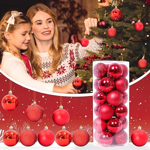Miniatura 2 de Juego de 24 bolas de Navidad para colgar, bolas de árbol de Navidad de 1.6 pulgadas, adornos de árbol de Navidad para decoración de árbol de
