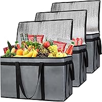 Vista 10 de CIVJET Paquete de 1 bolsa aislada para entrega de alimentos con parte inferior dura, calentadores de alimentos comerciales XXXL para Uber