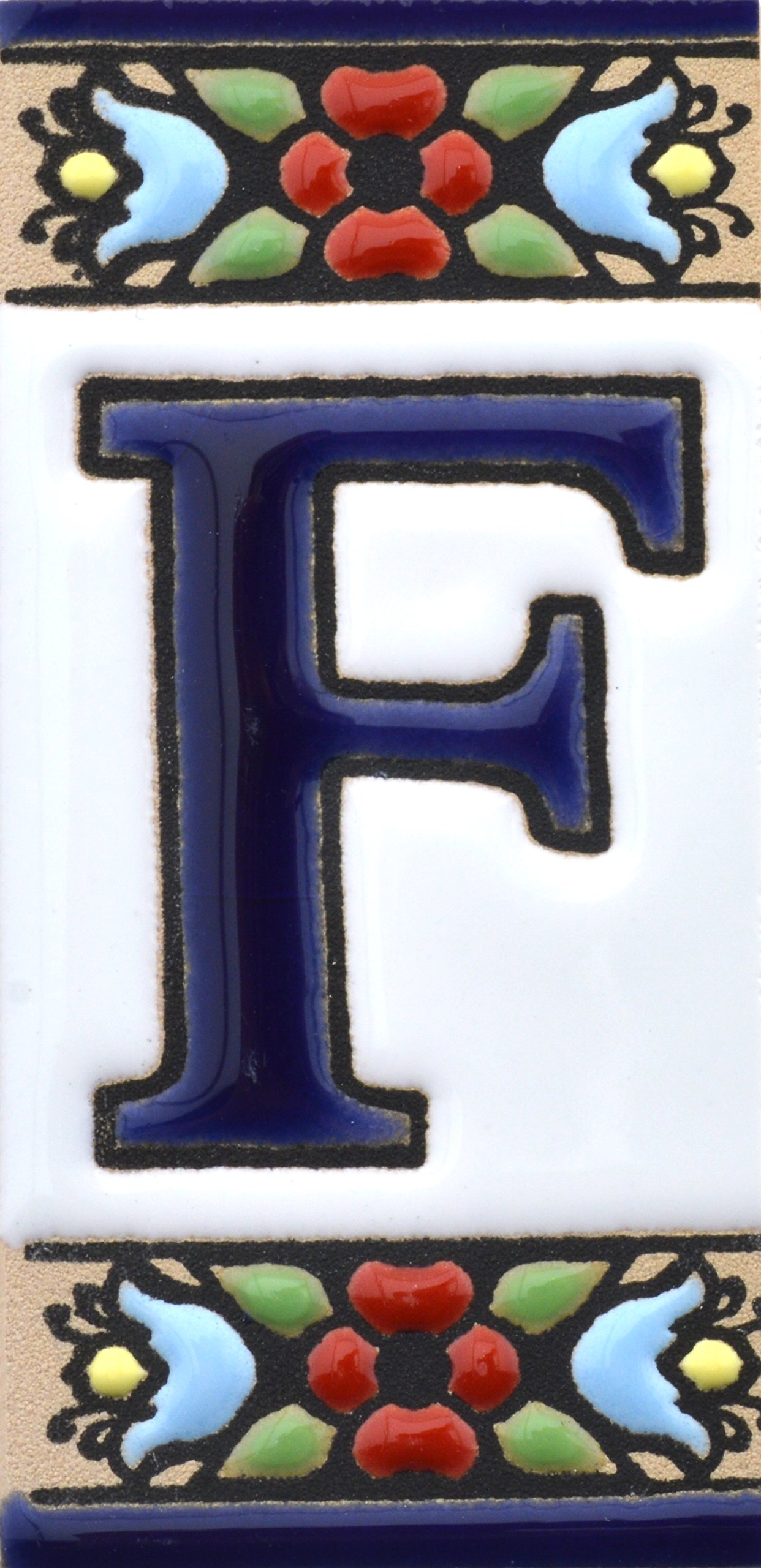 Art Escudellers Letter "F" House Letters 3 Inch. Handpainted House Letter Tiles For Signs, Addresses And Names. Address Numbers For Houses. House Address Numbers And Letters. Design Design Flores Mini 2,87" X 1,38" (Letter F)