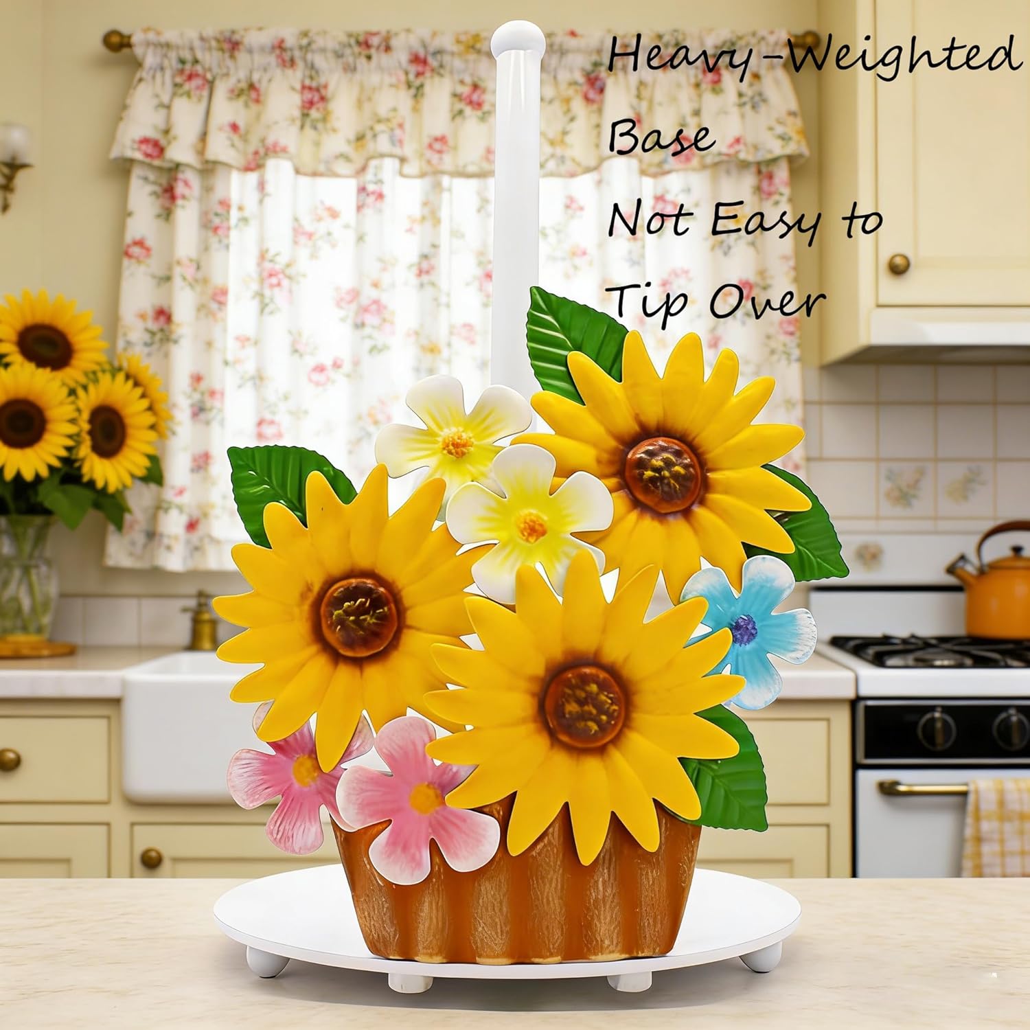 Sunflower Paper Towel Holder Sunflower Kitchen Decor Sunflower Gifts for Women Sunflower Decor for Countertop Cute Paper Towel Holder Yellow Kitchen Decor Home Stuff Housewarming Gifts