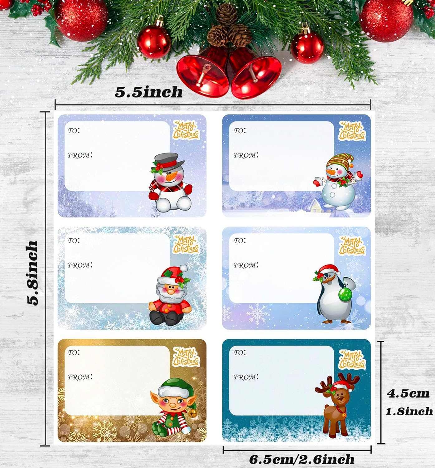 Christmas Stickers Labels 120Pcs Christmas Gift Tags Self-Adhesive Xmas Sticky Labels for Present Party Bags Cards Envelope(75x52mm) - Image 2