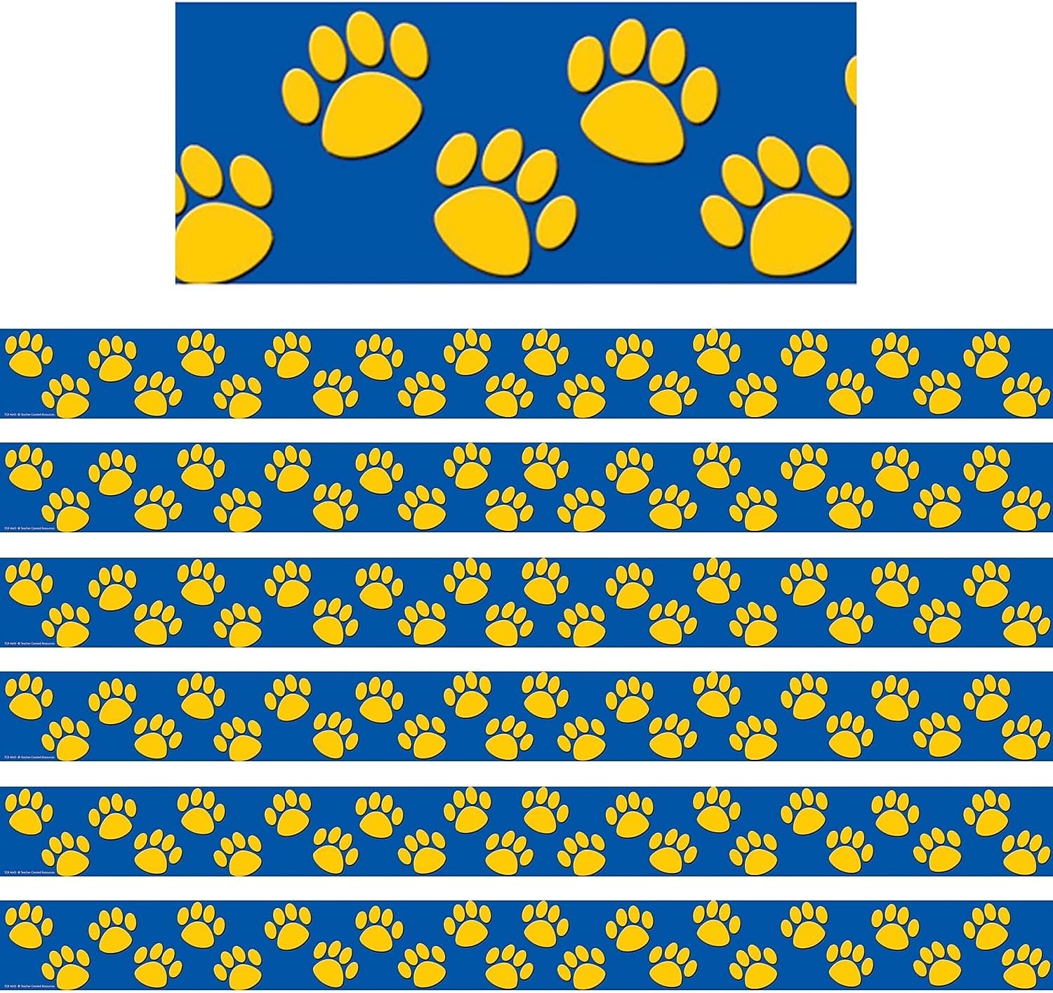 Teacher Created Resources® Blue with Gold Paw Prints Border Trim, 35 Feet Per Pack, 6 Packs