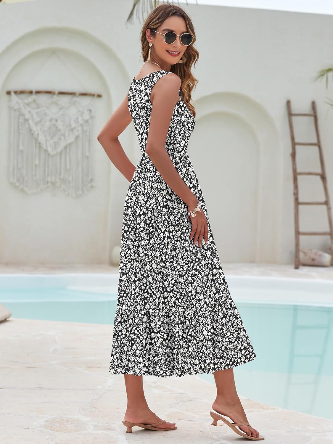 AUSELILY Womens Maxi Dress 2026 Sleeveless Summer Dresses V Neck Casual Tiered Sundresses with Pockets - Image 2