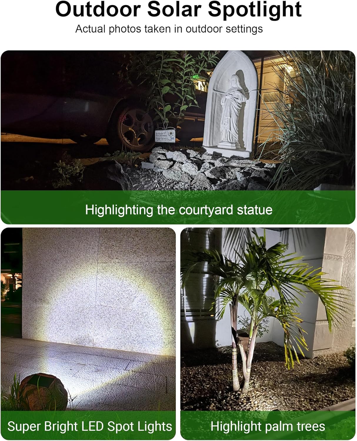 Outdoor Solar rock lights,IP65 Waterproof LED Super Bright spotlights, suitable for house exteriors, stairways, garden statues, sidewalks, pond rock landscapes, and palm tree display lighting- 2Pcsk