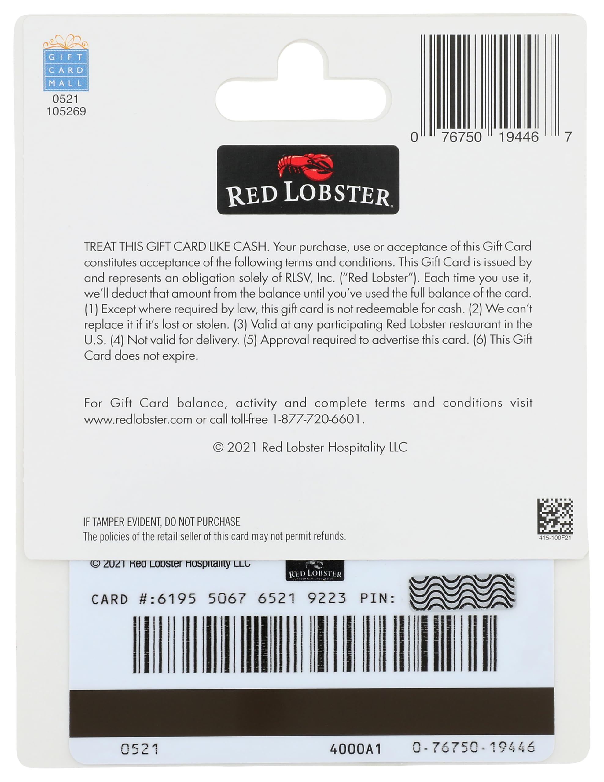 Red Lobster Gift Card $50: 0 Standard