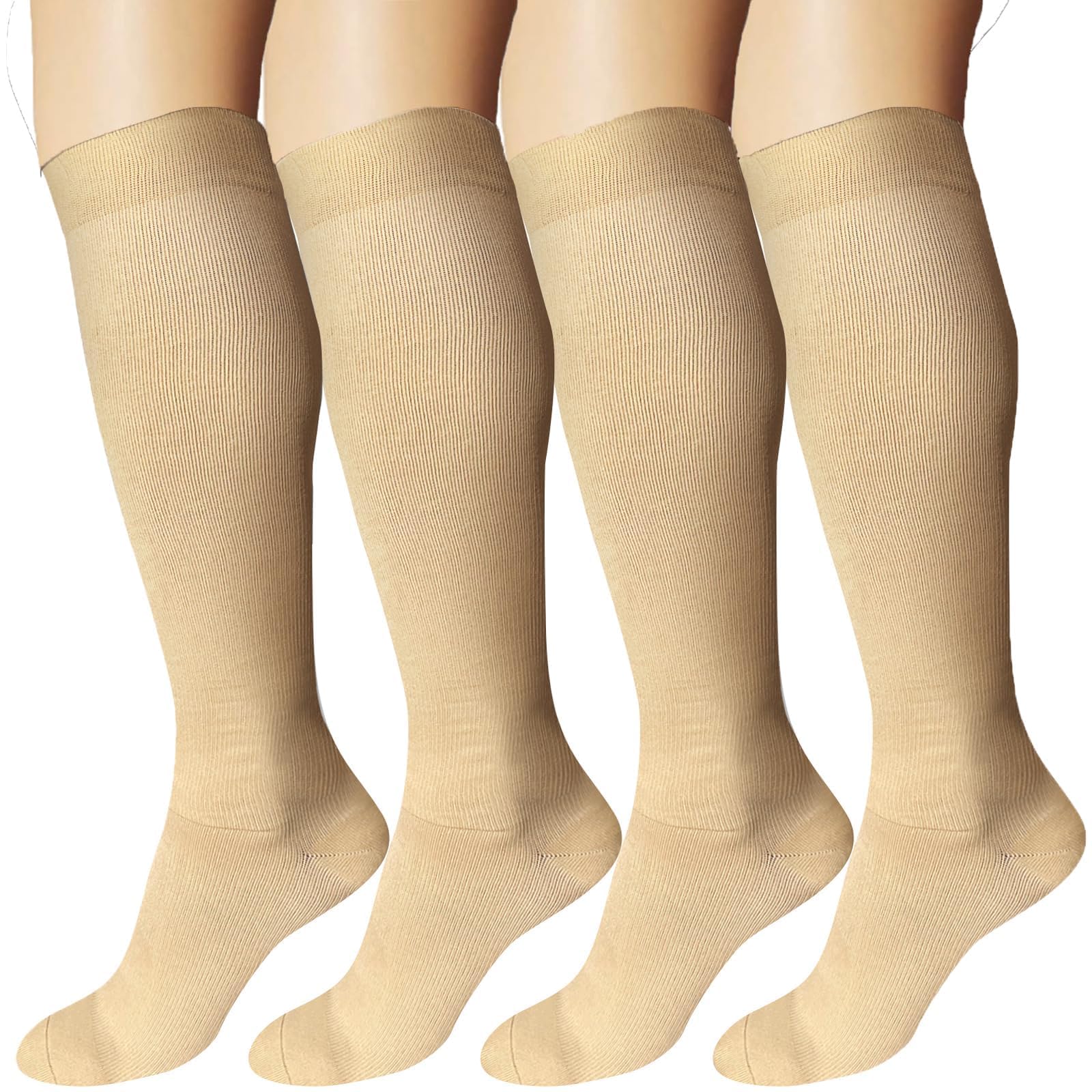 DDOBB Kompressionsstrümpfe Damen und Herren 4 Paar Stützstrümpfe Kompressionssocken Stützsocken Reisestrümpfe für Flug Sport Running Radsport