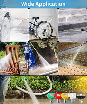 Pressure Washer Tips, Universal Pressure Washer Nozzle Tips Set for 1/4'' Quick Connect, Multiple Degrees Power Washer Nozzle Tips (015254065 Degrees Soap) 4.0 GPM