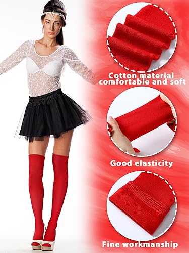 Miniatura 5 de SATINIOR Calcetines altos de Halloween para mujer, medias altas hasta el muslo para fiesta de cosplay