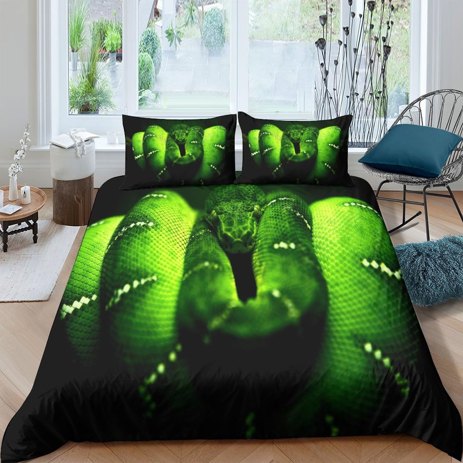 Parure de lit serpent 3D en microfibre premium douce avec zips
