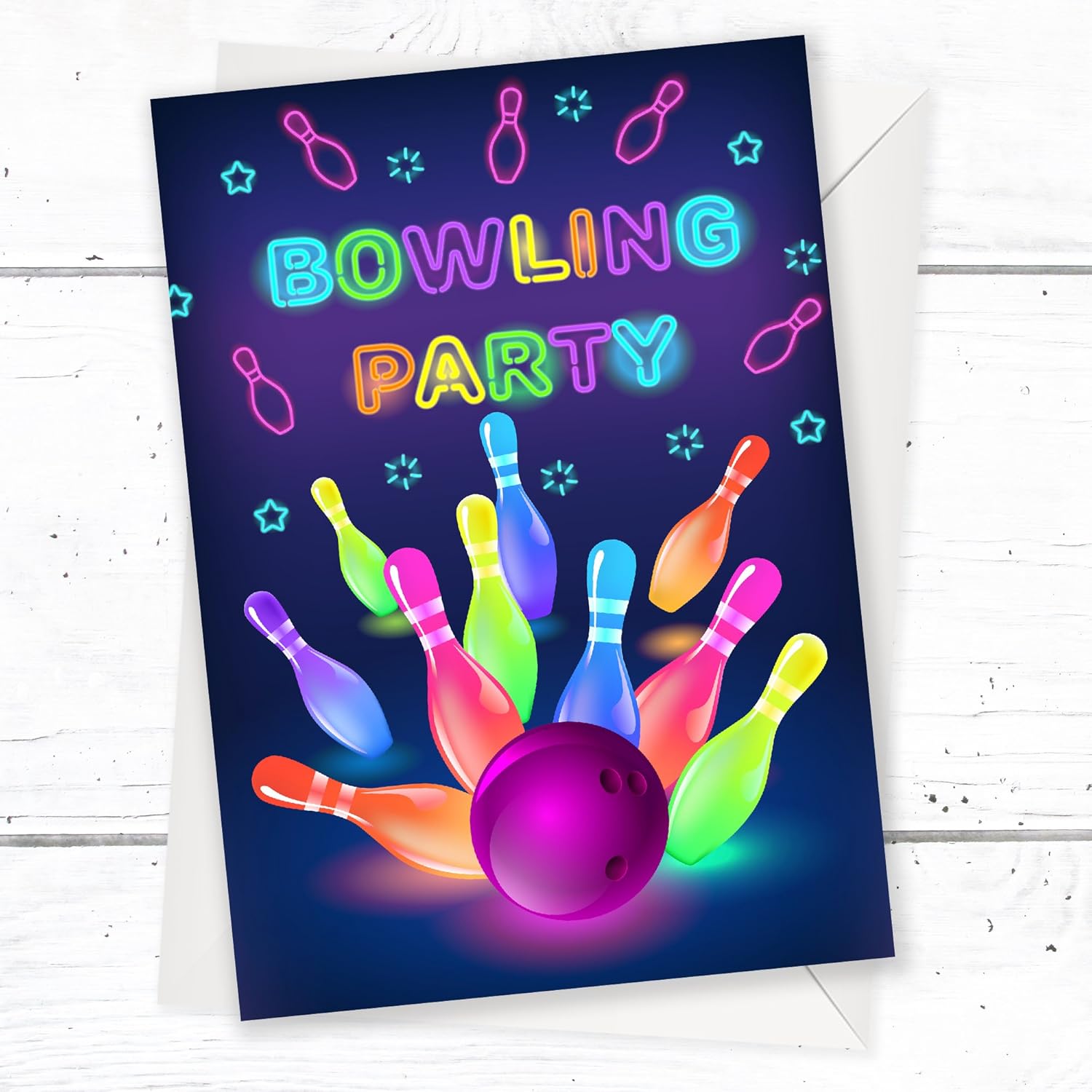 20 x Neon Bowling Party Invitations from Olivia Samuel Ready to Write