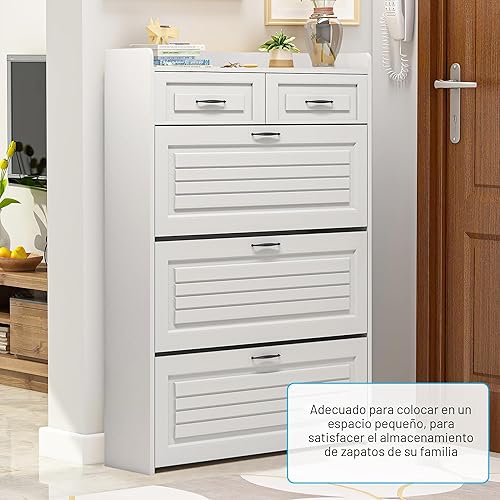 Miniatura 5 de Vibe & Dine Armario organizador de zapatos estrecho con 3 cajones grandes abatibles y 2 cajones de almacenamiento - Almacenamiento delgado de