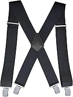 CADONO Men's 2 Inch Heavy Duty X-Back Suspenders with Strong Clips - Adjustable for Work, Jeans, Big & Tall