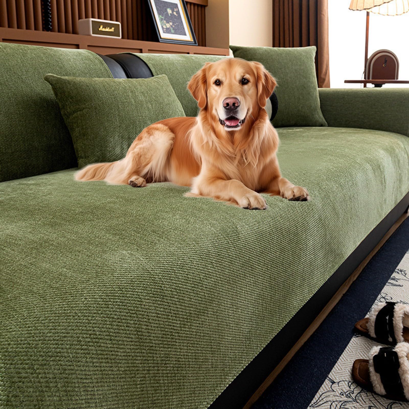 Soft Washable Sofa Covers, Non-Slip Slipcovers & Cushion Covers For 1 2 3 4 Seater Couches, Pet Couch Protector For Living Room Furniture(Green,70x120cm)
