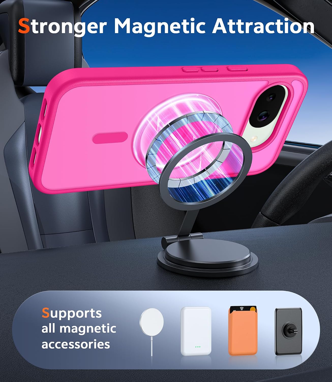 FNTCASE for Google Pixel 10A Case: Frosted Translucent with Screen Protector Shockproof Phone Cover - Matte Military Grade Full Protection Drop Proof TPU Rugged Sturdy Cases - 6.3 inch(Hot Pink Soild)