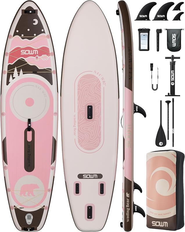 Tabla de remo inflable extra ancha de 11'6"*35", SUP de capacidad de 450 lb con aleta central para principiantes, incluye remo ajustable, bomba, mochila y plataforma antideslizante para acampar, vehículos recreativos y aventuras