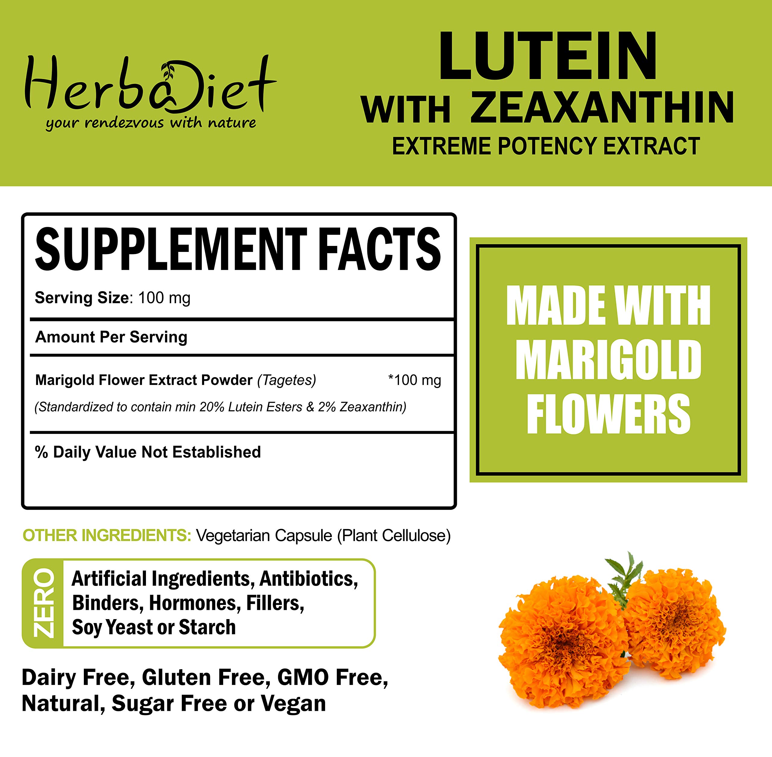 Lutein 5% with Zeaxanthin Extract Powder | Eye & Vision Health Macular Support Marigold Supplement | Antioxidant Support for Healthy Skin | Non-GMO (50 gram / 1.76 oz) — Amazon image 5