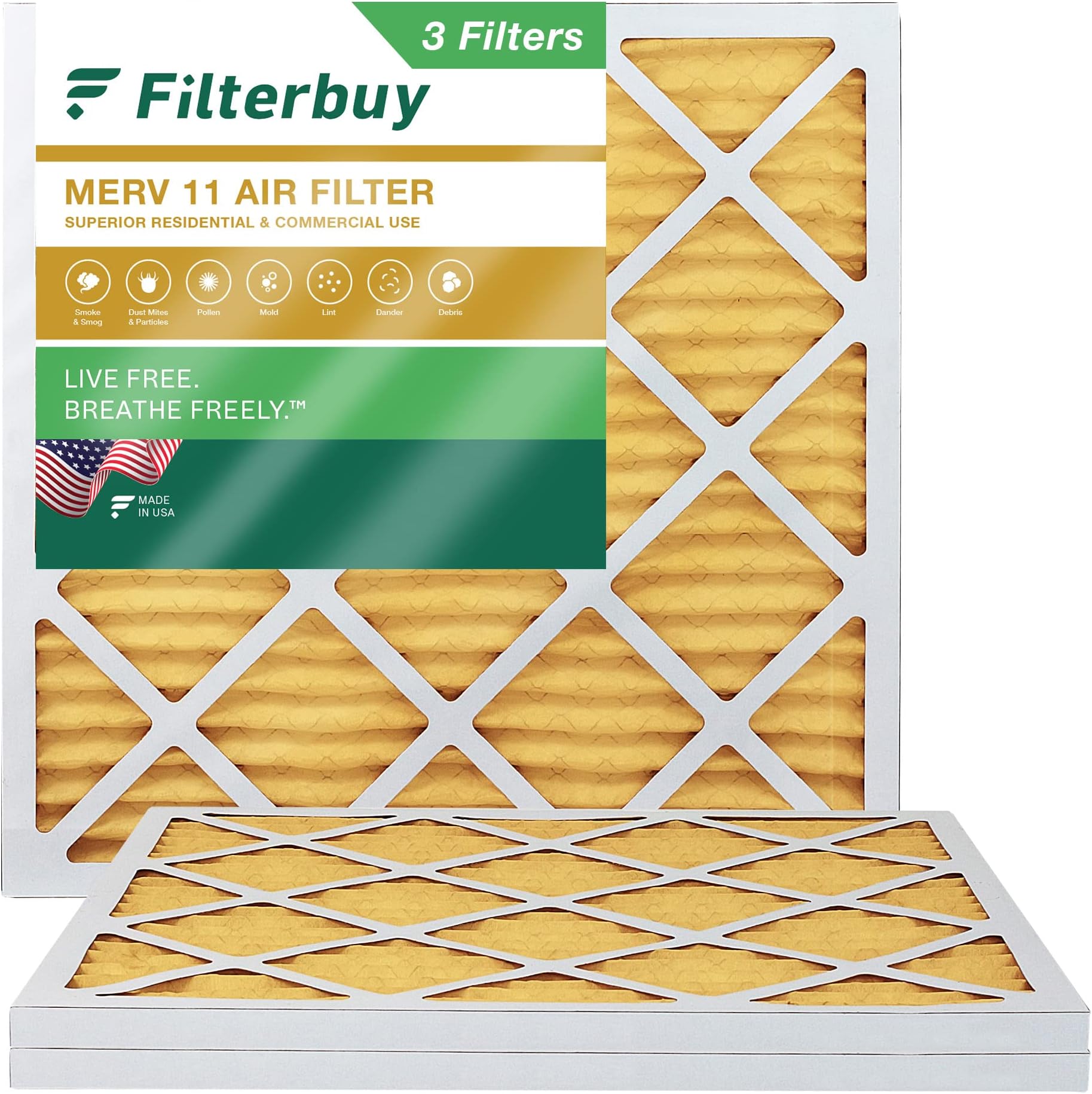 18x18x1 MERV 10 (FPR 56) Pleated Air Filters By Glasfloss. Box of 6