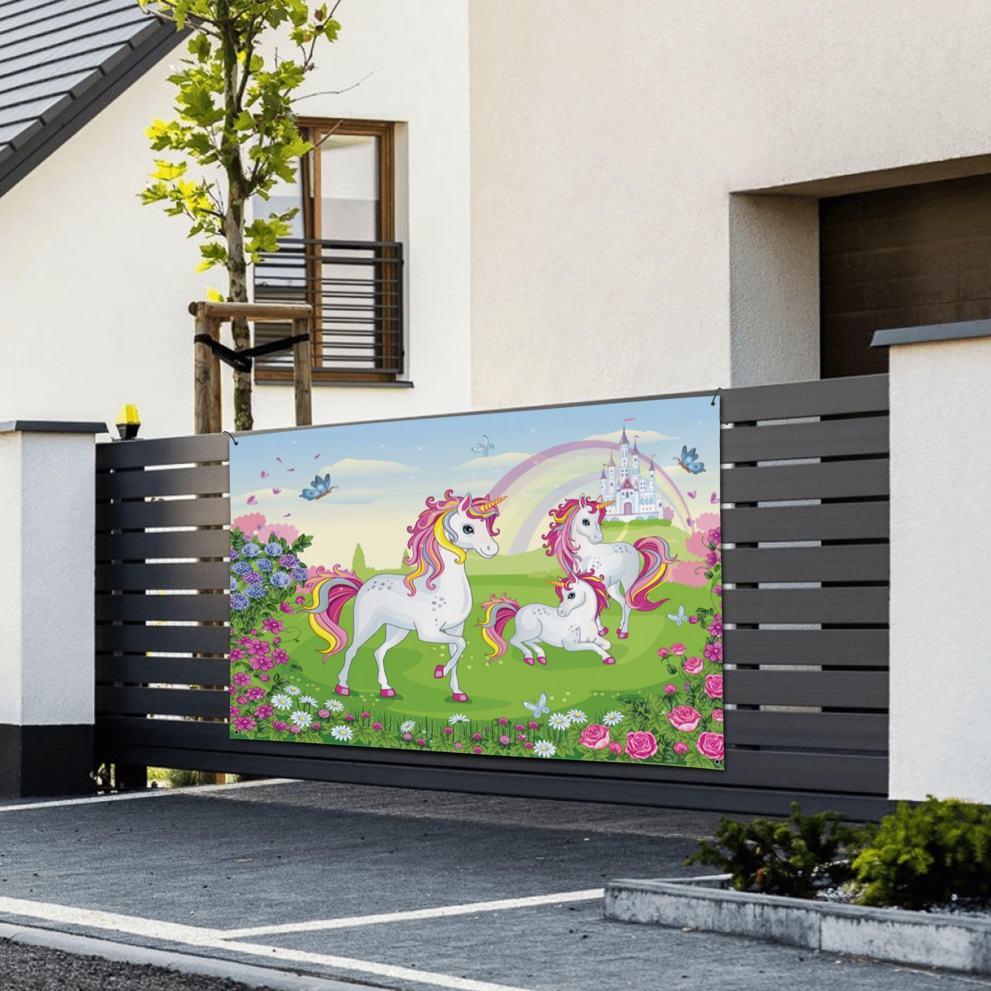 Hopomoon Bannière Licorne Arc-en-ciel – 120x180 Cm – Tissu Polyester Lavable – Décoration Fête Anniversaire
