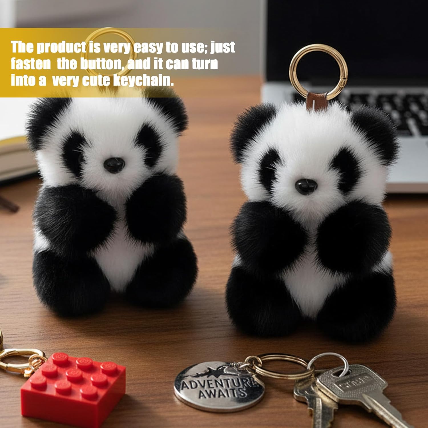 Panda Plush Keychain Soft Mini Stuffed Animal Pendant, Cute Panda Keychain Suitable For Animal Enthusiasts - Image 5
