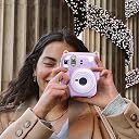 ZIKKON Transparent Glitter Camera case Compatible with Fujifilm Instax Mini 12 - mini 12 Camera case, Cute Pattern Shoulder Strap and Pattern Stickers- Lilac Purple gallery image
