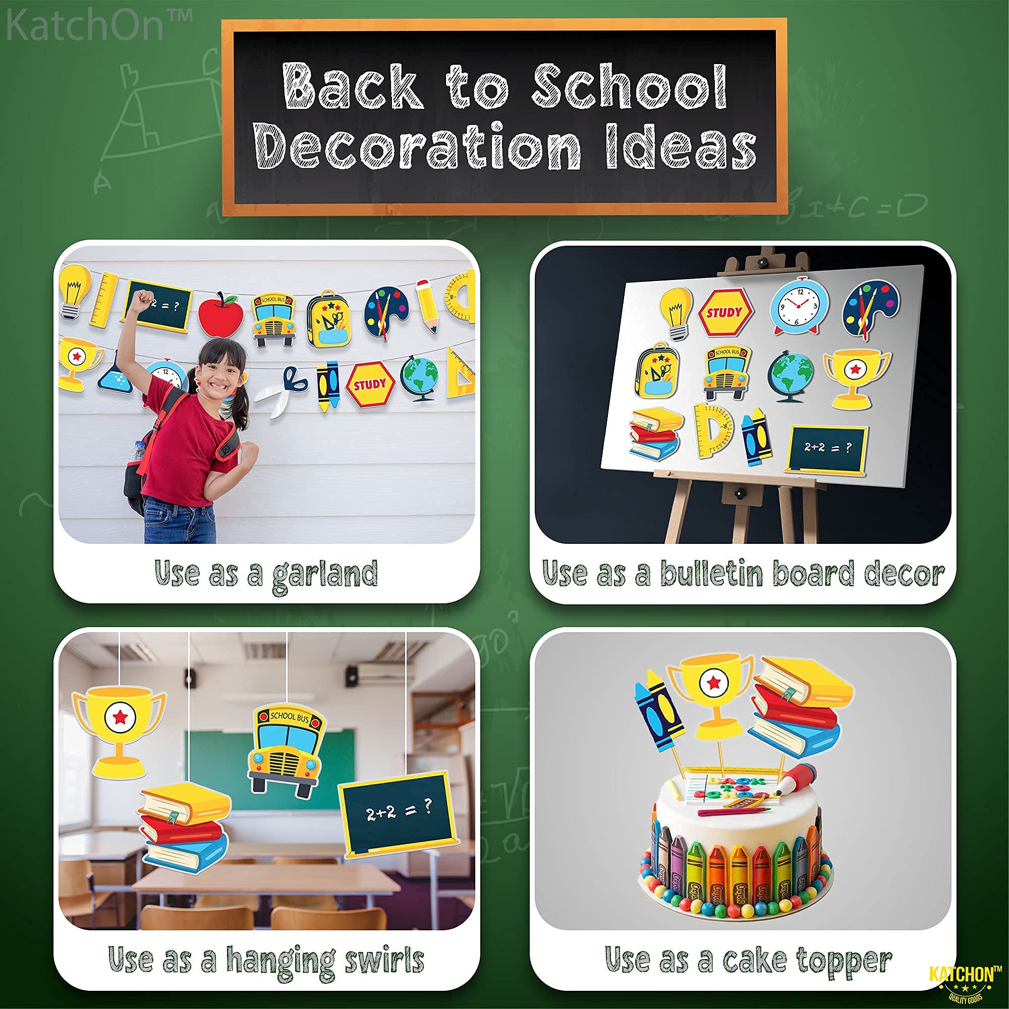 "Back To School" & "Happy Birthday" Yard Banner Set - Colorful Polyester Fabric Sign For Outdoor/Indoor Decor - View #6