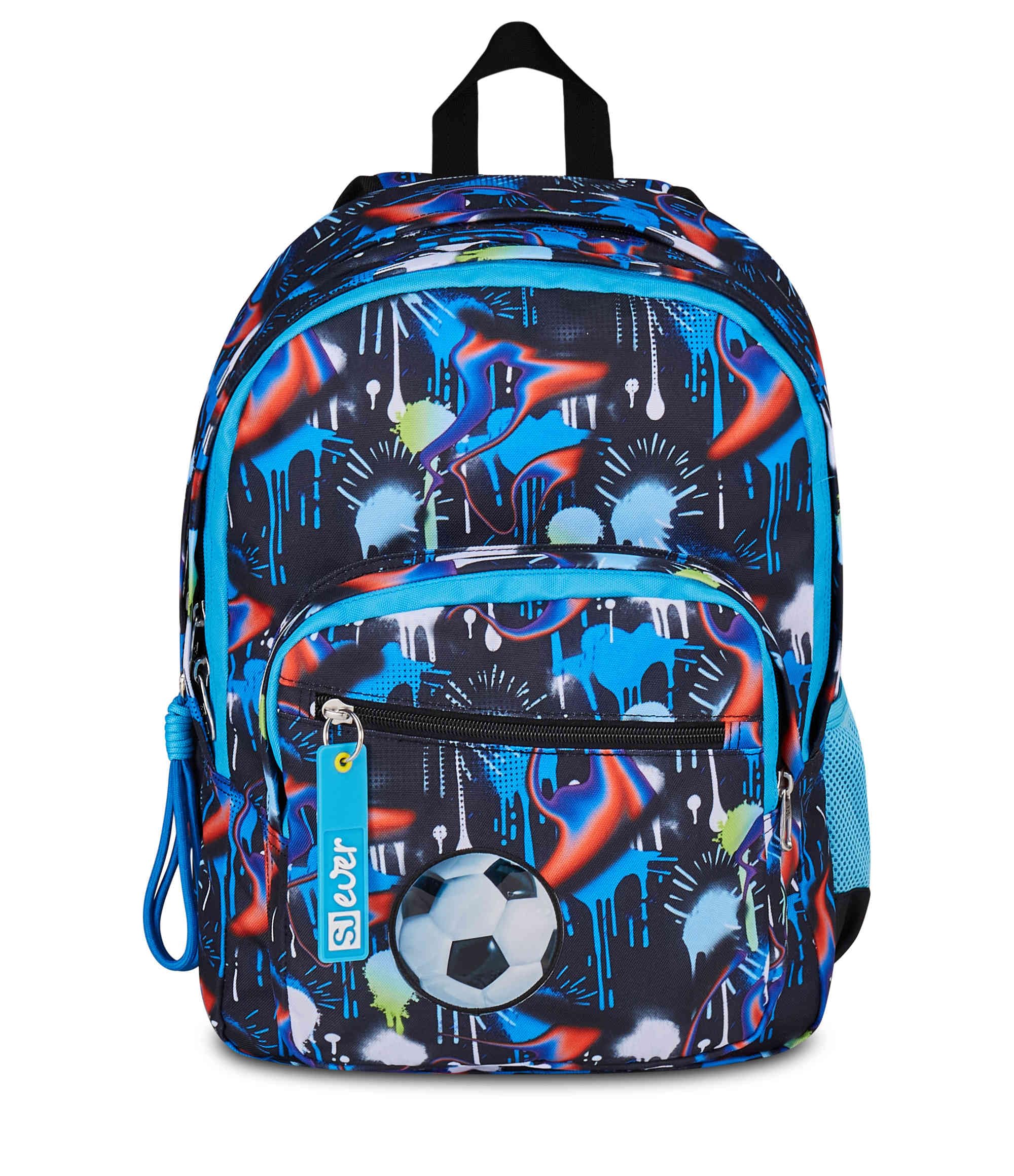 SJ GANG STYLE JAM GANG Zaino Scuola Doppio Scomparto, Sj Ever Fluid Game, Blu, 31 L, Con Tasca Porta Borraccia e Charm Staccabile, Elementari, Bambino