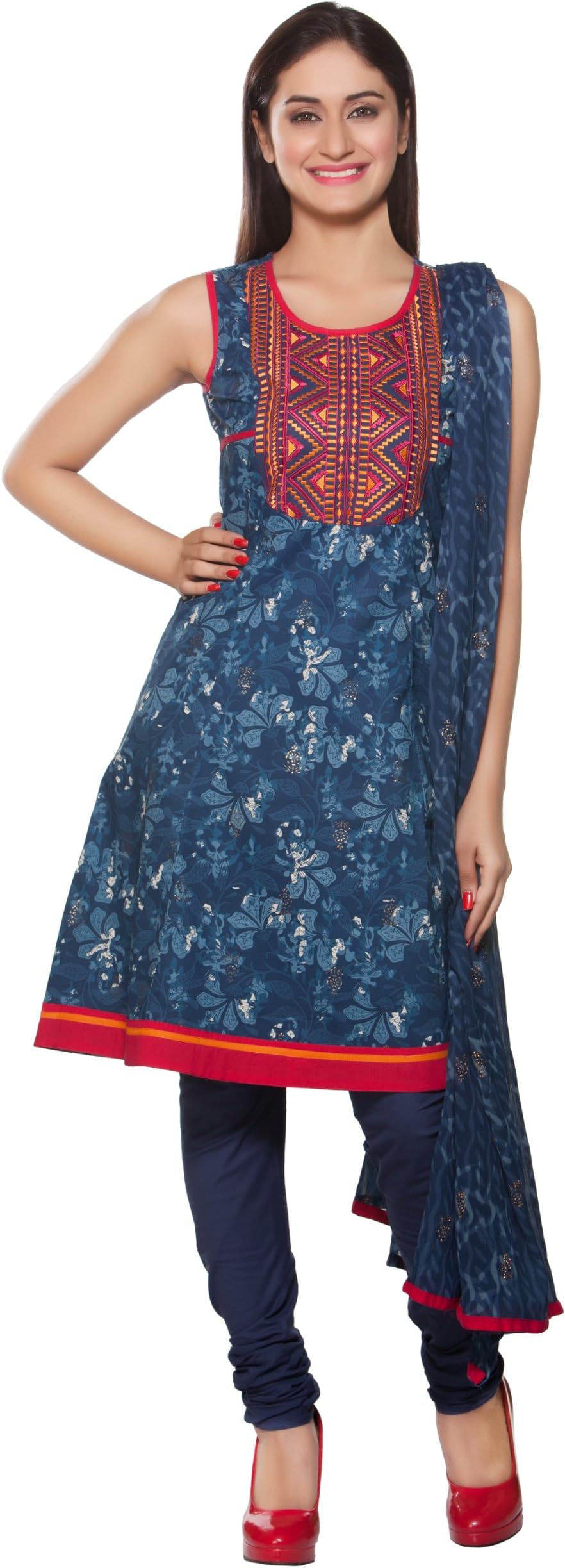 In-SattvaTrishaa Womens Indian Ethnic Kurta Tunic with Churidar & Dupatta Set