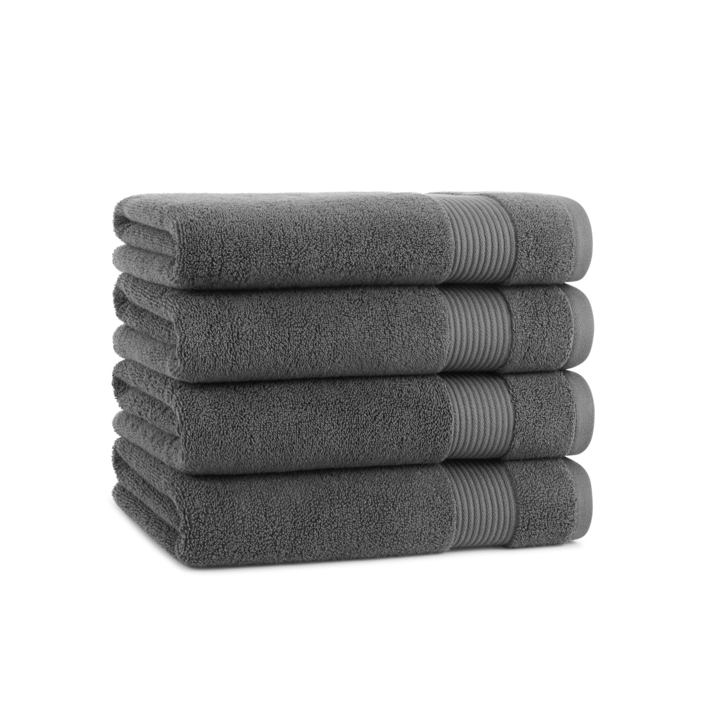 Arkwright Host & Home 100% Cotton Luxury Bath Towels - (Pack of 4) Soft & Absorbent, Quick-Drying, Perfect for Beach Houses, Hotels, and Rental Properties, Pewter Grey