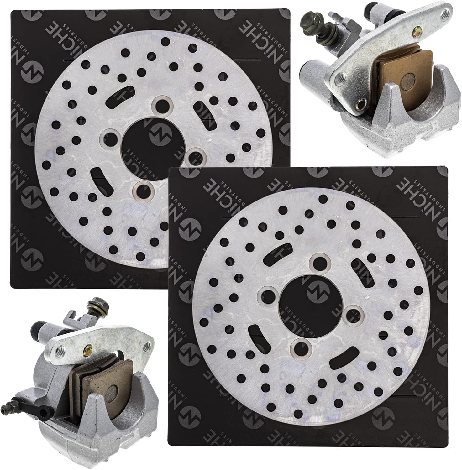 NICHE Front Break Rotor Caliper Kit for Yamaha Wolverine Big Bear 350 Kodiak 400 5LP-2580U-00-00 3GD-2580U-01-00