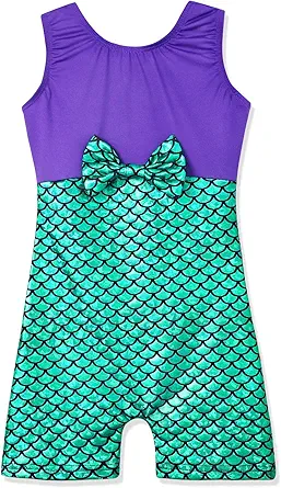HOZIY Gymnastics Leotards for Girls Sparkly Biketard Mermaid Green Red Hot Pink Polka Dots