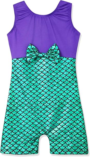 HOZIY Gymnastics Leotards for Girls Sparkly Biketard Mermaid Green Red Hot Pink Polka Dots
