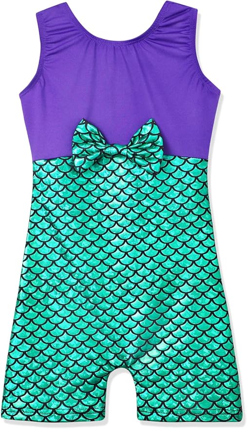 HOZIY Gymnastics Leotards for Girls Sparkly Biketard Mermaid Green Red Hot Pink Polka Dots
