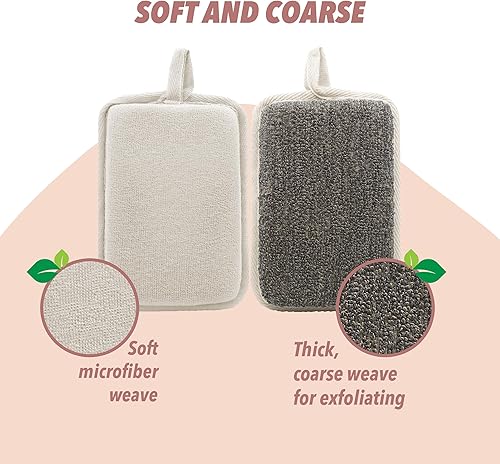 Charcoal Loofah Sponge 2-Pack - Exfoliating Body Scrubber(Gray,1 Count (Pack of 4))
