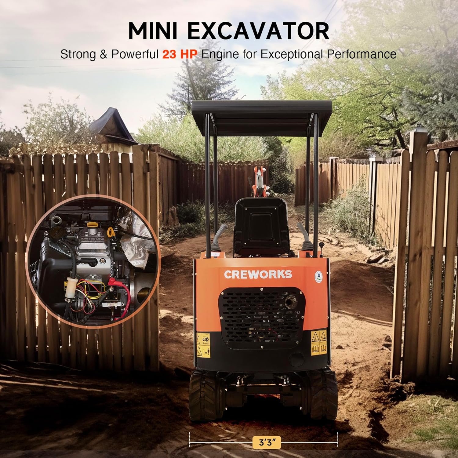 CREWORKS Mini Excavator engine compartment