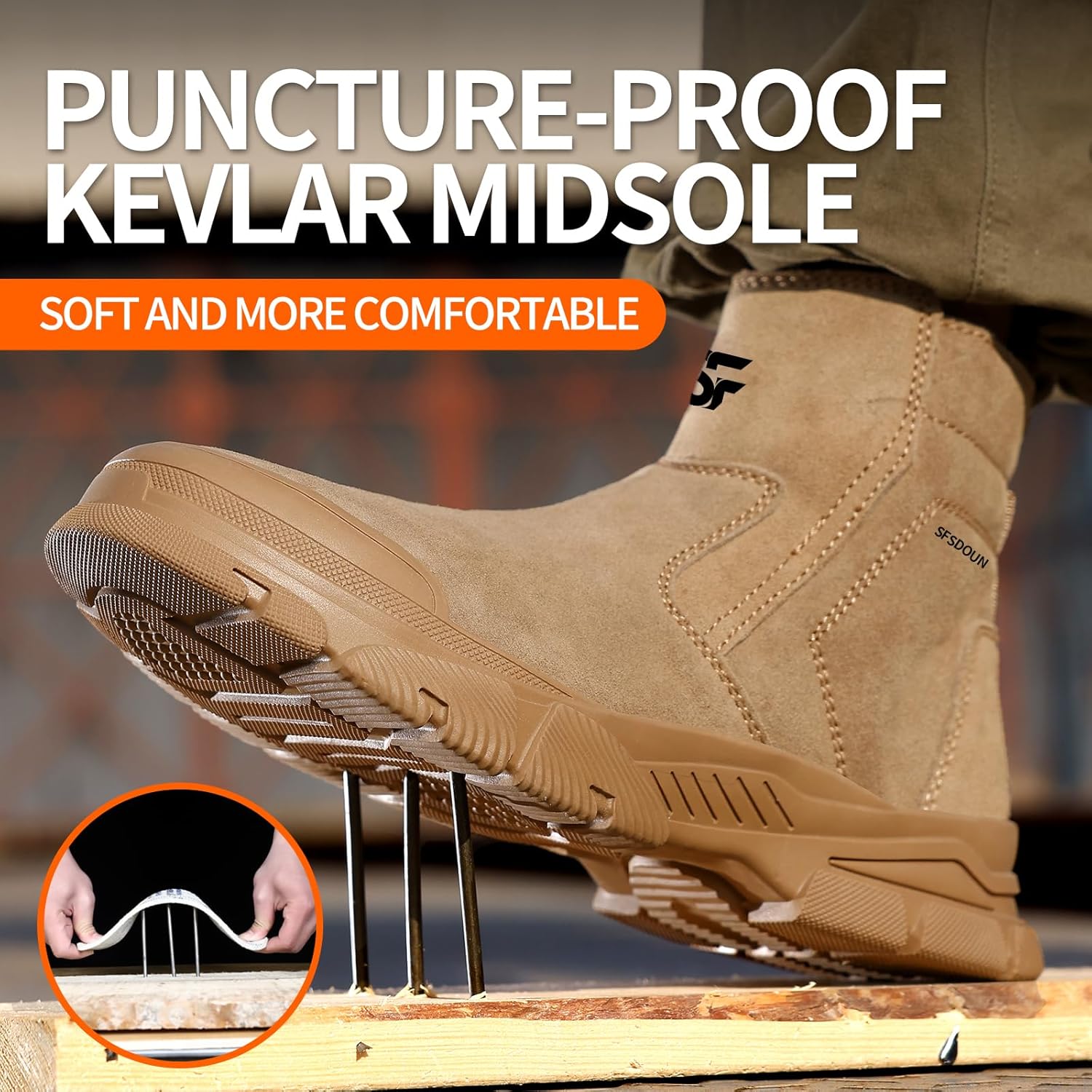 Work Boots for Men Slip On Welding Boots for Men Indestructible Steel Toe Boots Men's Steel Toe Shoes Fireproof Safety Toe Shoes Construction Boots for Welder Men's Work Shoes. - Image 4