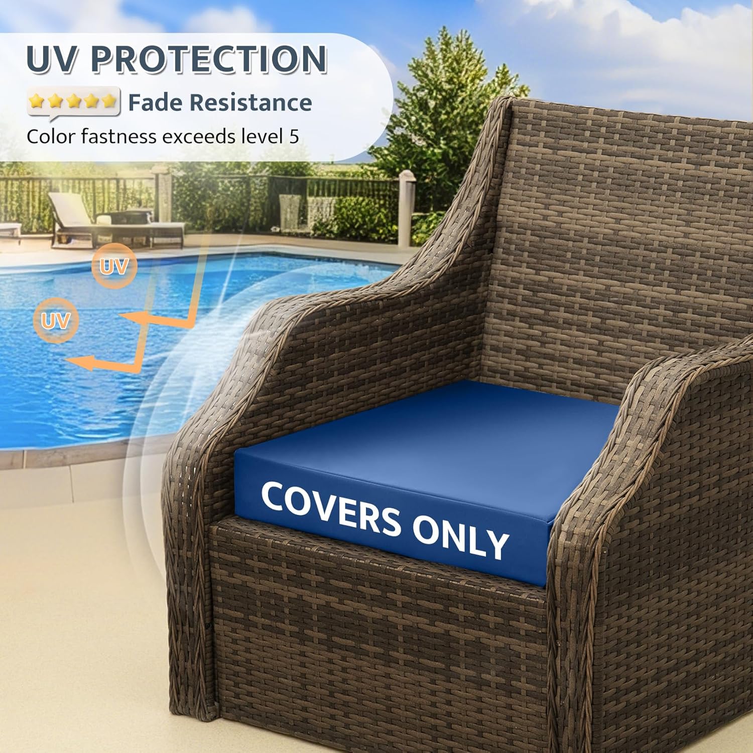mudilun Patio Cushion Covers Double Waterproof Outdoor Chair Cushion Cover Anti-Slip with Zipper Outdoor Seat Cushion Slipcover Replacement for Outdoor Patio Furniture Garden Sofas Porch Swing