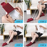 Vista 13 de Sock Aid - Ayuda de calcetines anchos de 3.93 pulgadas con asas de espuma, dispositivo de ayuda de calcetines para ancianos, ayudante de calcetines