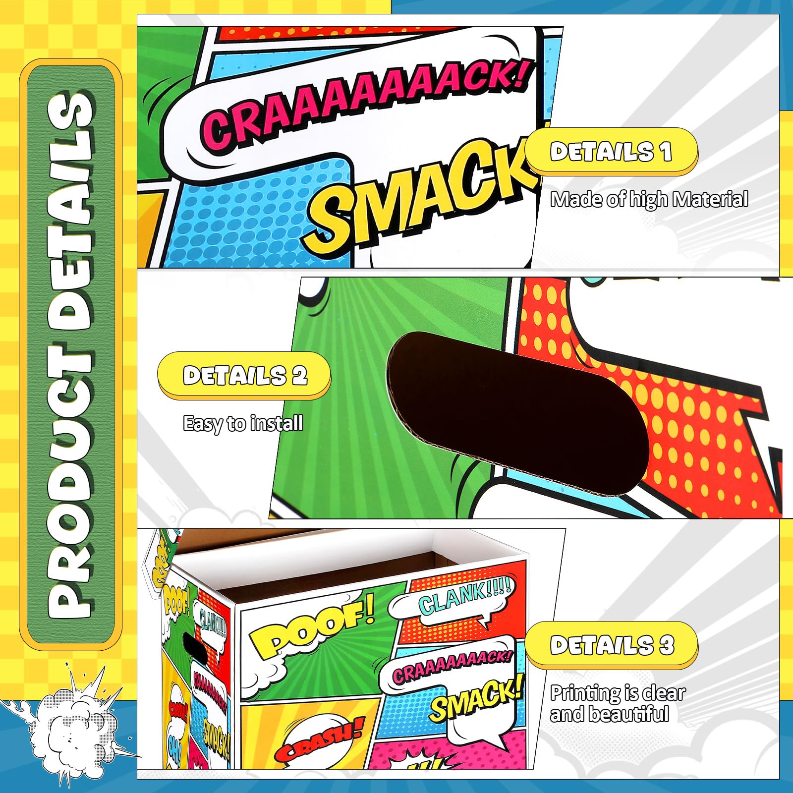 Dunzoom Comic-Bücher-Aufbewahrungsbox, Comic-Box mit Deckel, 40 x 20 x 29 cm, für 150–175 cm, für Zuhause, Schutzbehälter, Behälter, Regal