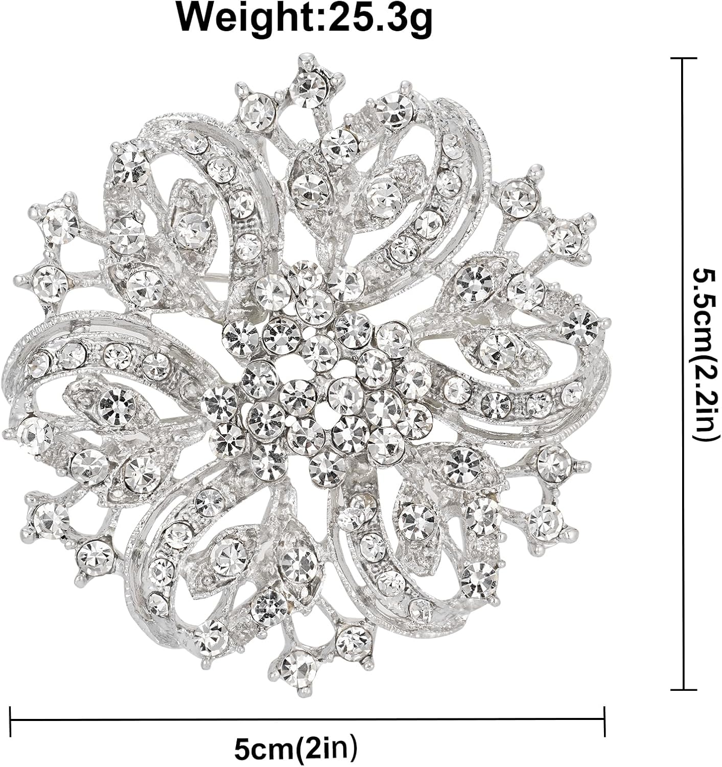 Wedding Party Sprial Flower Crystal Rhinestone Brooch Pin for Women Jewelry