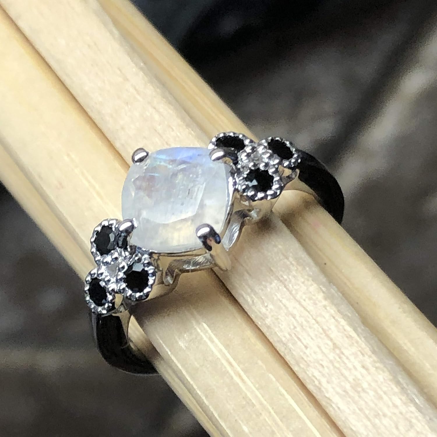 Sterling Silver Rainbow Moonstone Ring Size 6-9 by Natural Rocks by Kala - Image 4