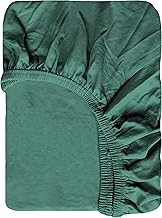 Linge des Familles - Drap Housse Extensible Coton Peigné pour lit 1 Personne 90x190/200 au 100x200 - Celadon - Bonnet 30 cm - Pose Facile