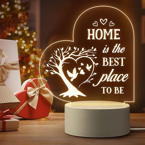 Regalos de inauguración de la casa, idea de regalo de inauguración de la casa, luz nocturna acrílica única, regalos para el hogar para mujeres,